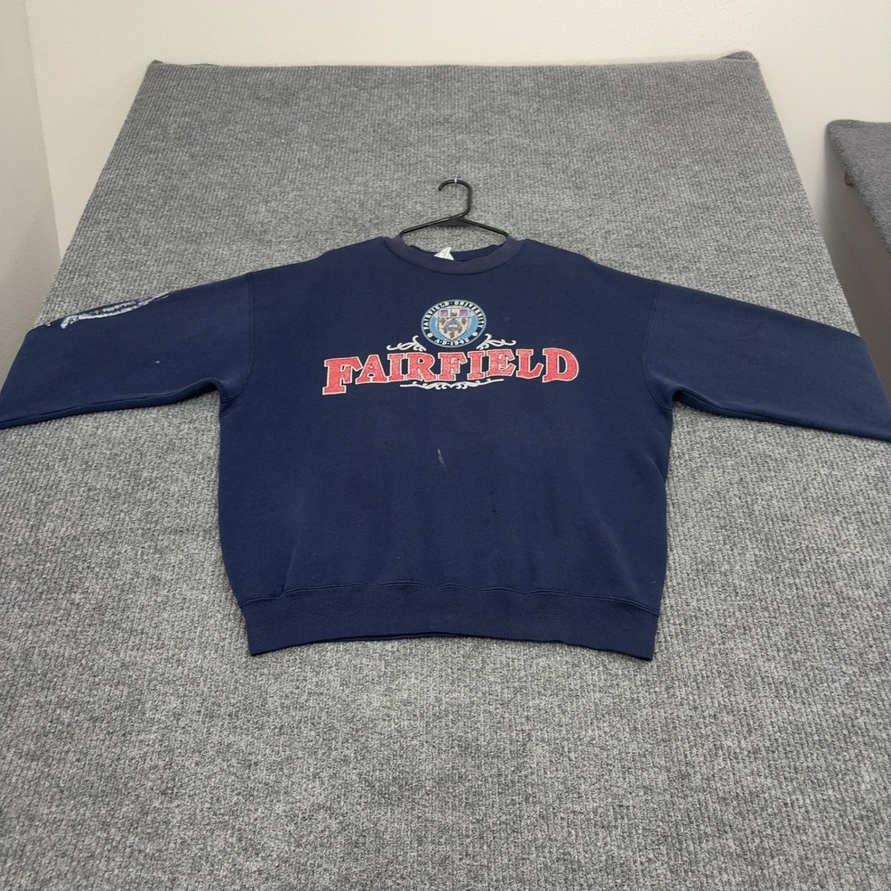 Vintage Fairfield University Galt Sand Sweatshirt XL Navy Cotton Crewneck Retro